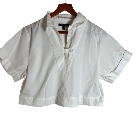 Banana Republic| Women’s White Short Sleeve Poplin Top- Size M - Picture 2 of 9